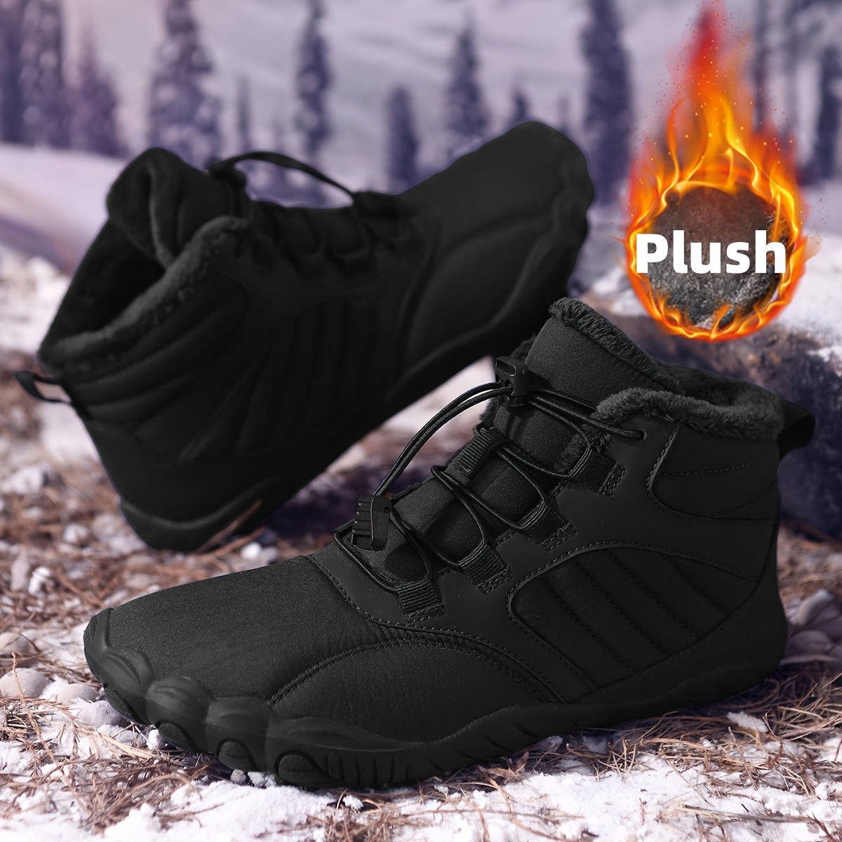 Women'S Shoes Extra Wide - Unisex winter fleece gevoerde blotevoeten sneeuwlaarzen