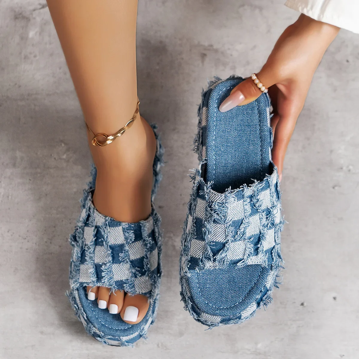 Women Shoes Jeans - Nieuwe Vrouwen Denim Glijbanen Zomer Sandalen