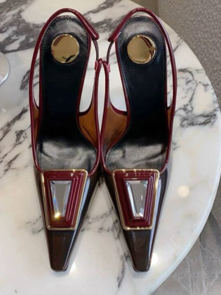 Metallic Heel Sandal - Transparante PVC-slingbackpumps voor dames met vierkante