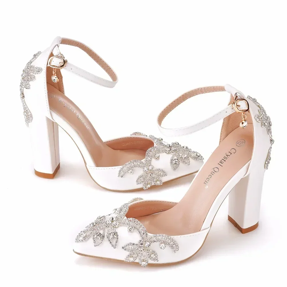 Rhinestone Sandal Women - 2026 Dikke hak spitse teen schoenen