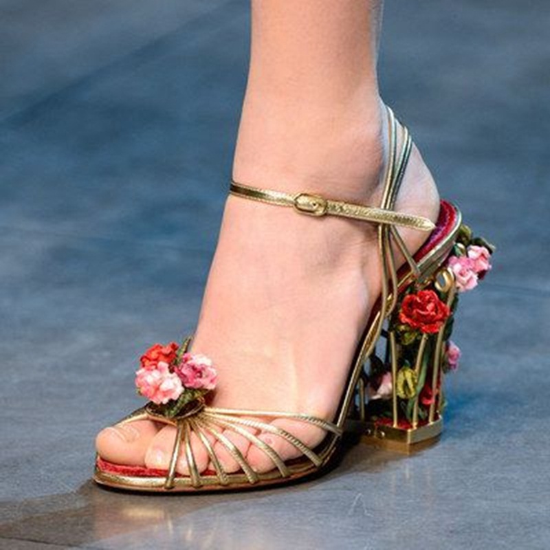 Strappy Heeled Sandals - Luxe Vogelkooi Vrouwen Sandalen Goud Metallic