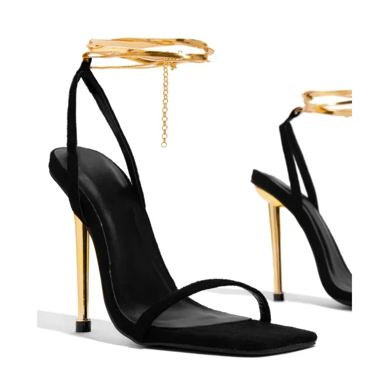 Metallic Heel Sandal - Sexy Dames Gouden Hangslot Hoge Hakken