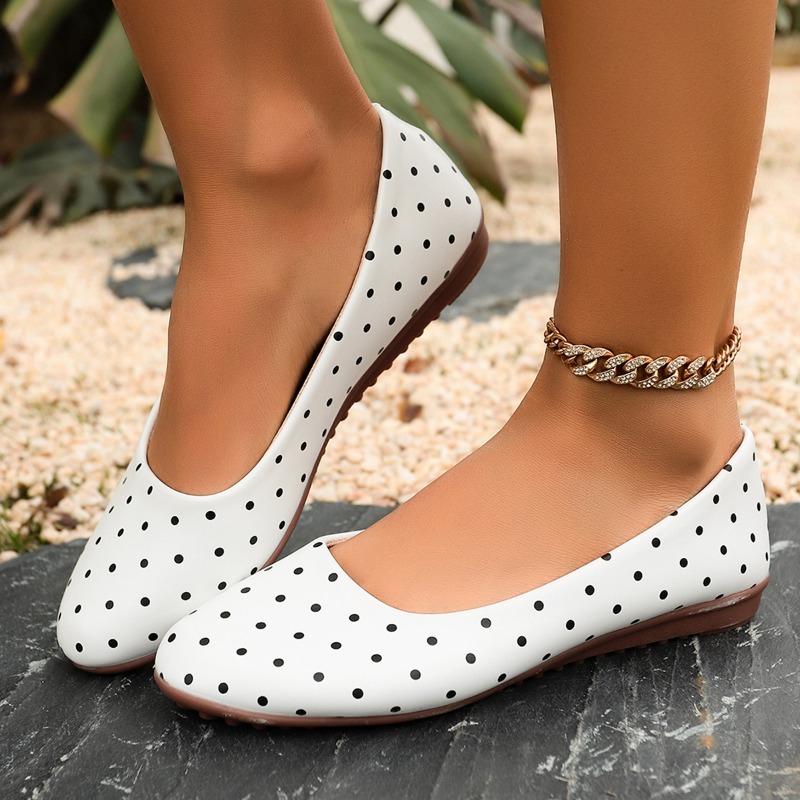 Dames Witte Polka Dot Flats Ro - Shoes For Women Flats recensie en prijs