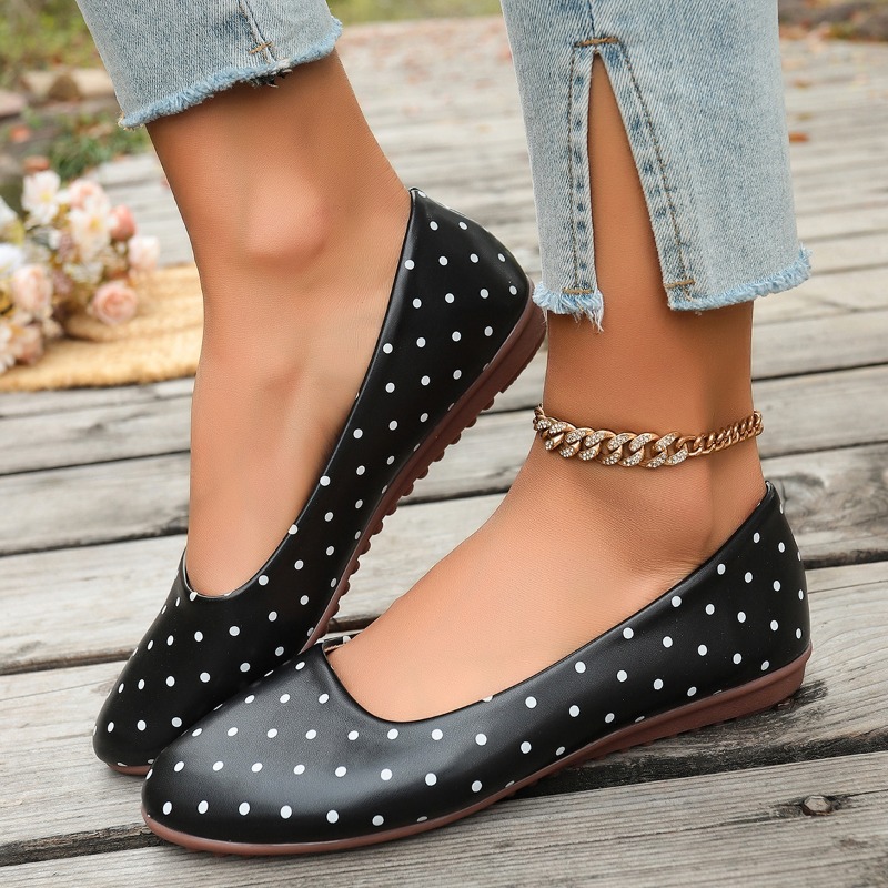 Dames Witte Polka Dot Flats Ro - Shoes For Women Flats recensie en prijs