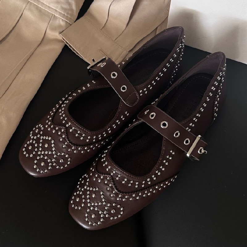 Retro Klinknagel Gesp Ontwerp  - Shoes For Women Flats recensie en prijs