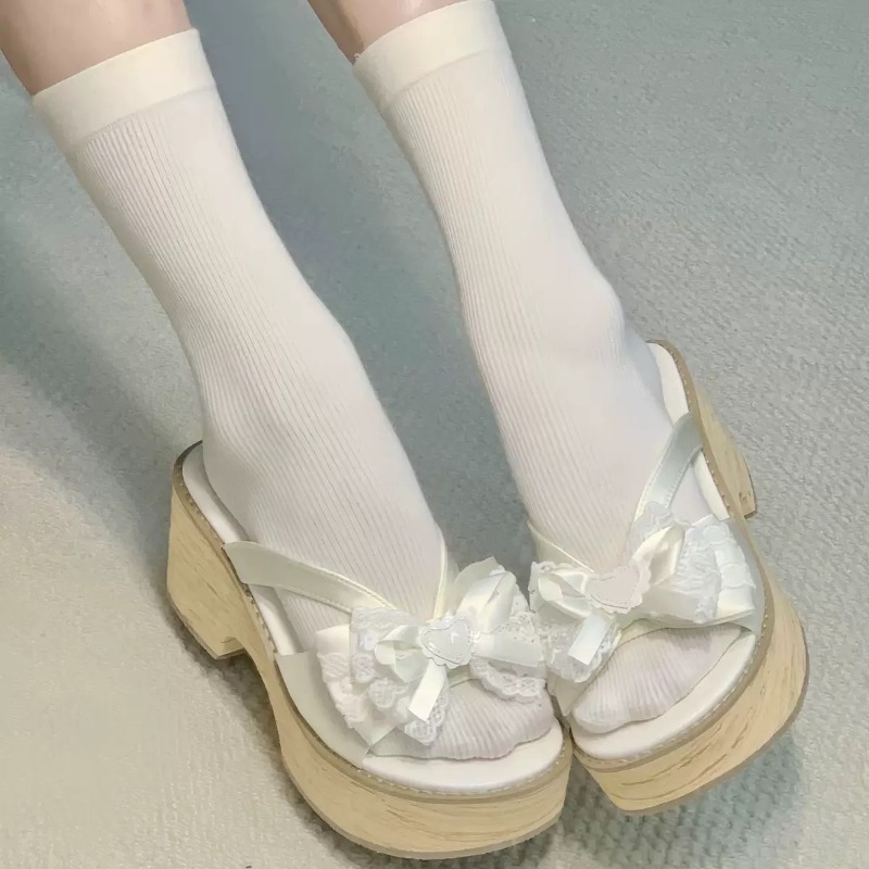 Sweet Bow Wood Grain Dikke Bod - Women'S Shoes Quality recensie en prijs