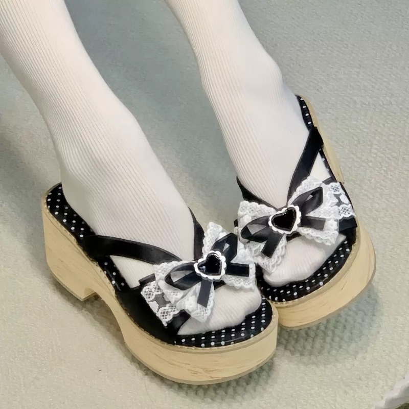 Sweet Bow Wood Grain Dikke Bod - Women'S Shoes Quality recensie en prijs