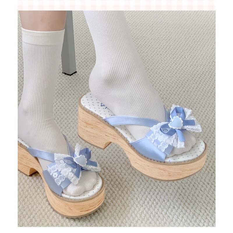 Sweet Bow Wood Grain Dikke Bod - Women'S Shoes Quality recensie en prijs
